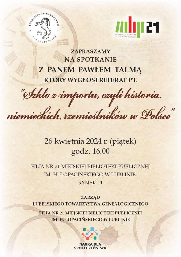 Zaproszenie na kwietniowe spotkanie.