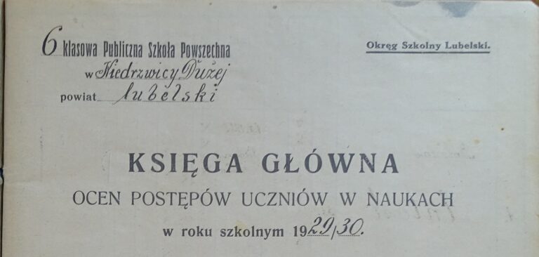 Spis uczniów Szkoły Powszechnej w Niedrzwicy Dużej z lat 1929–1932.