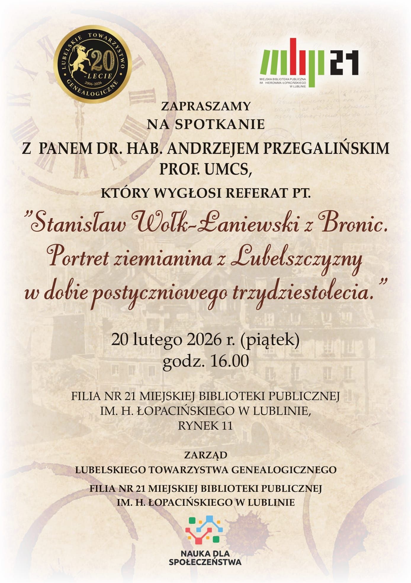 Zaproszenie na lutowe spotkanie.