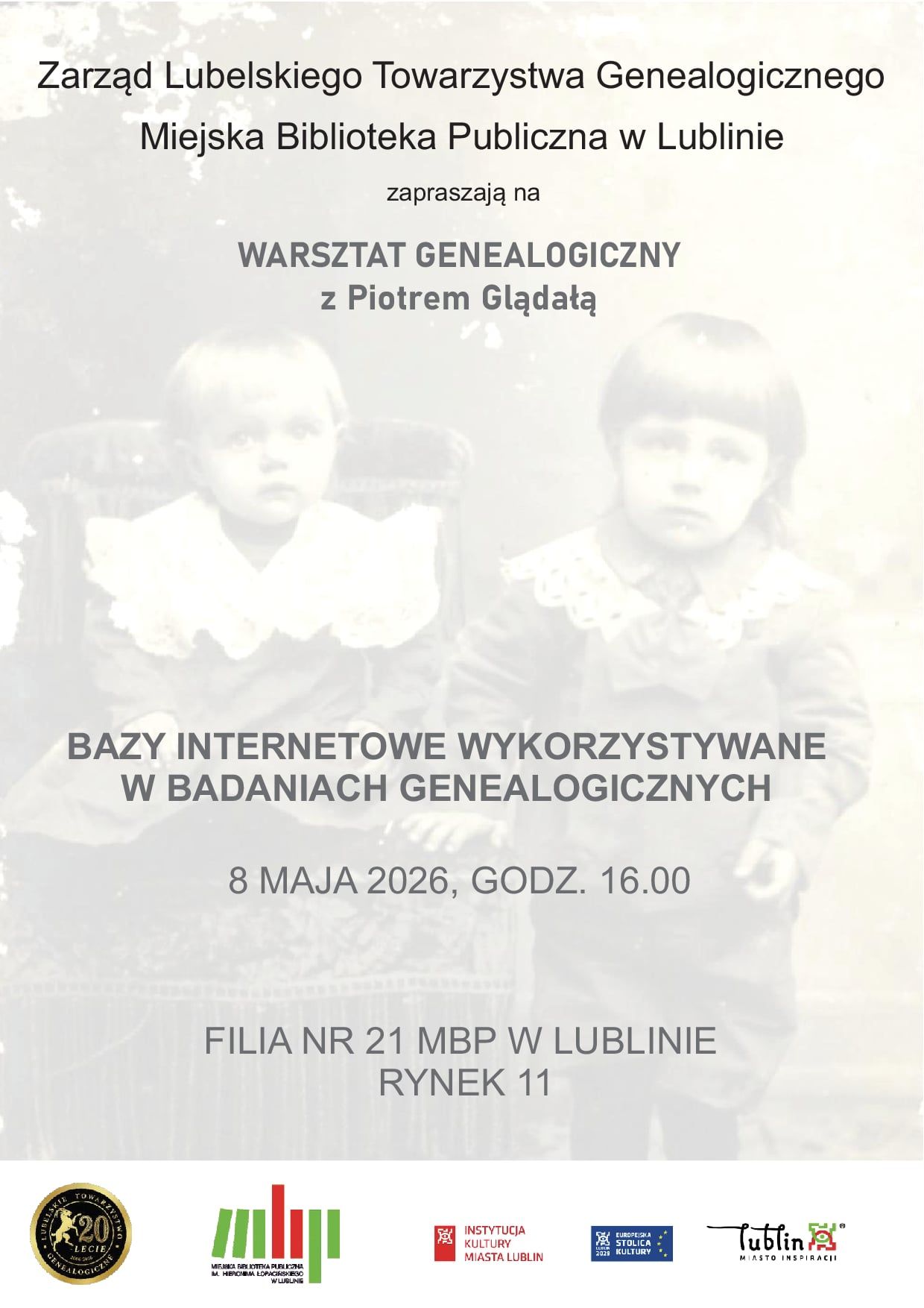 Zaproszenie na warsztaty genealogiczne.